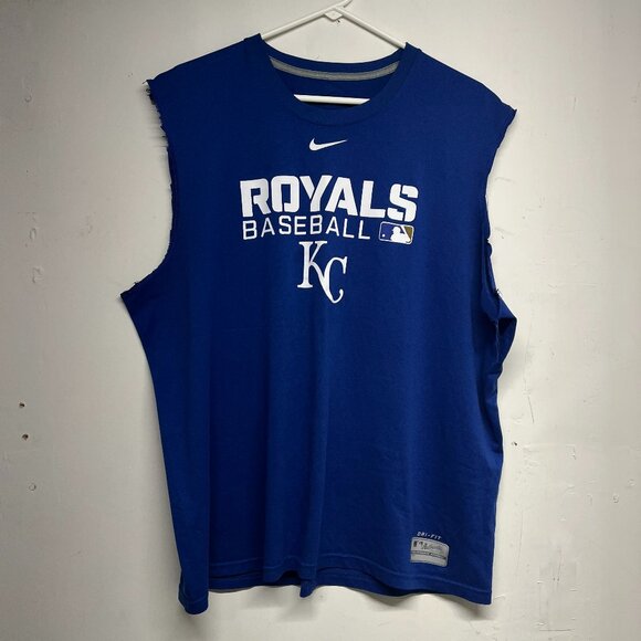 Nike Dri Fit Men's XL Kansas City Royals Cut Off T-Shirt Sleeveless Baseball MLB - Picture 1 of 6